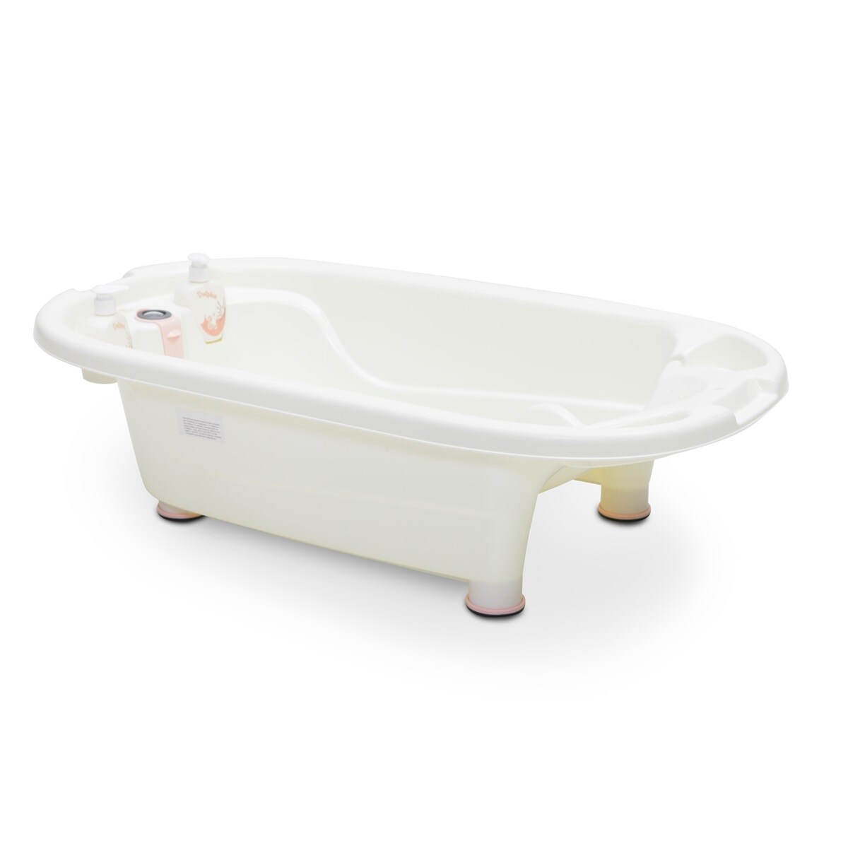 Baby Badewanne Set Dolphin, Thermometer, Drainagerohr, Duschgel- Shampoospender rosa