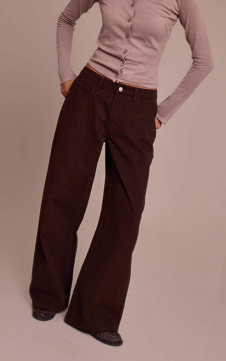 Chocolat Jean Boyfriend Taille Basse À Jambe Large
