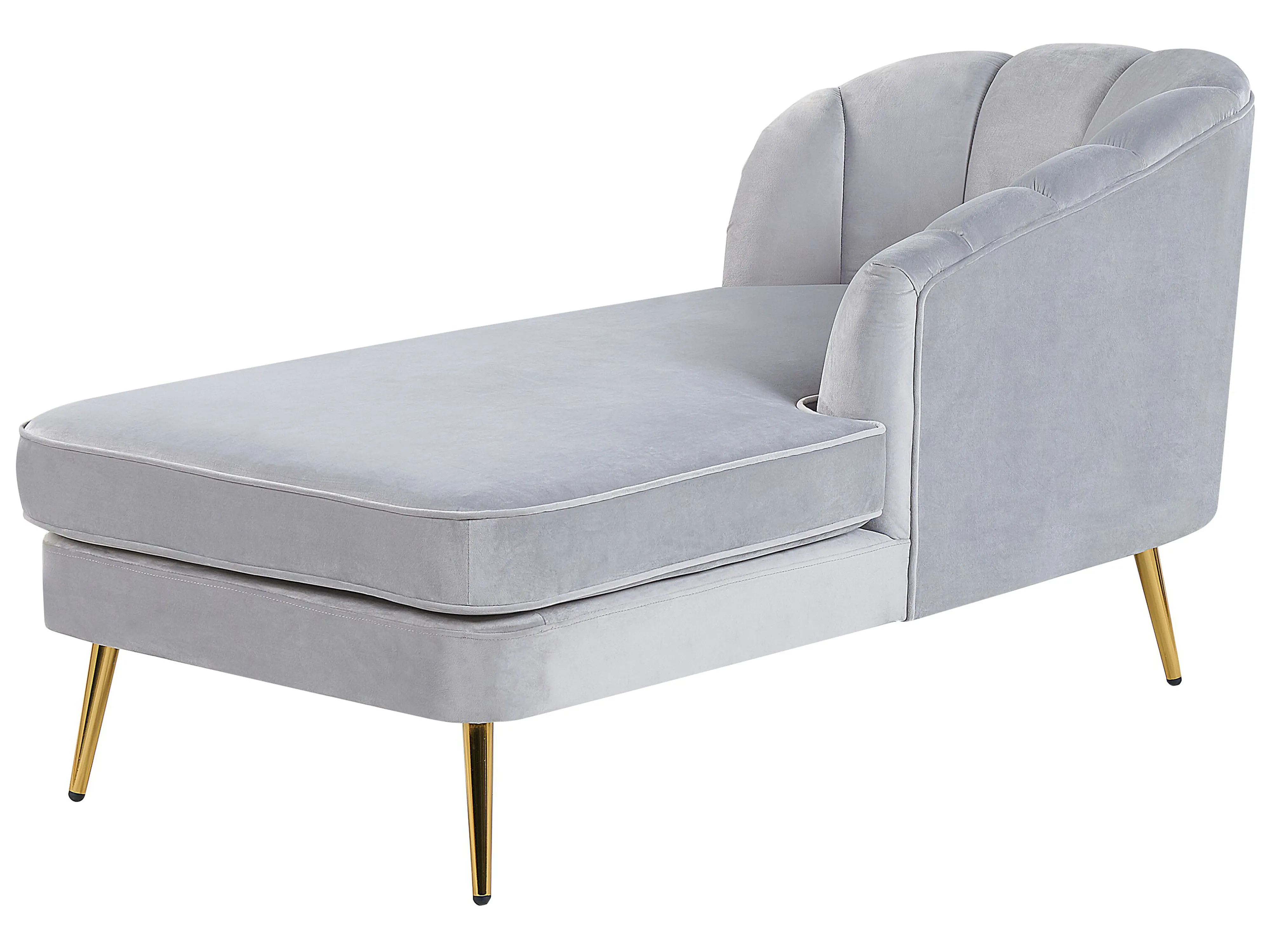 Linkszijdige chaise longue ALLIER Fluweel Lichtgrijs