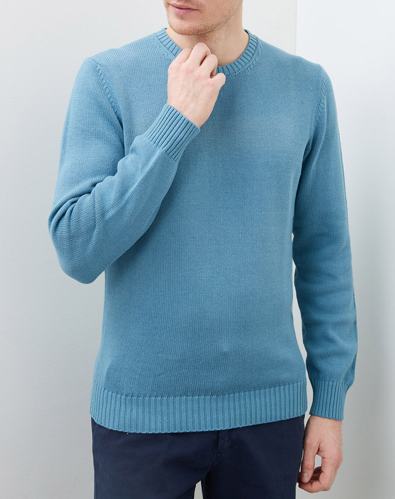 Hackett London Pull en Coton & Laine col rond vert