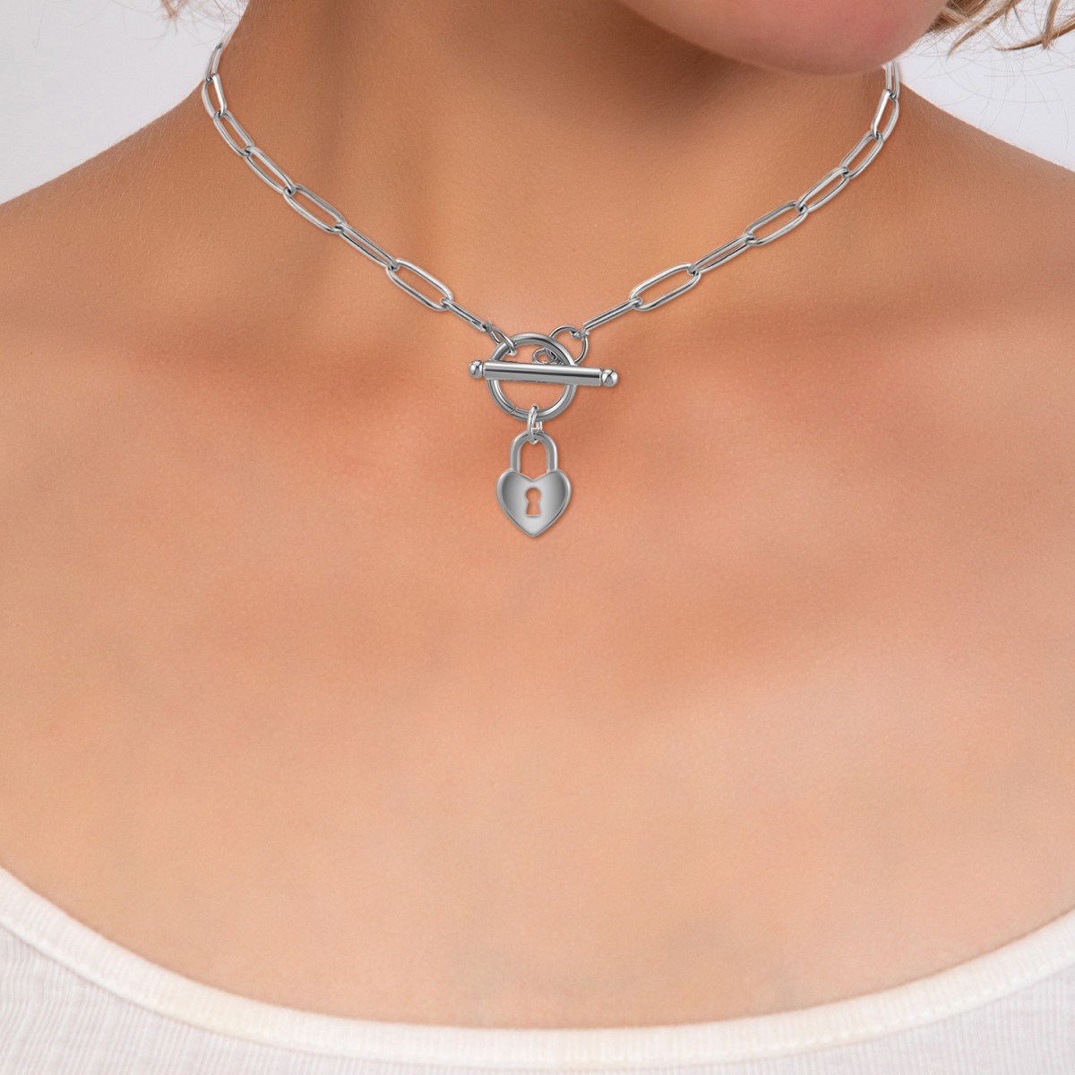 Collier coeur SC Crystal en acier inoxydable