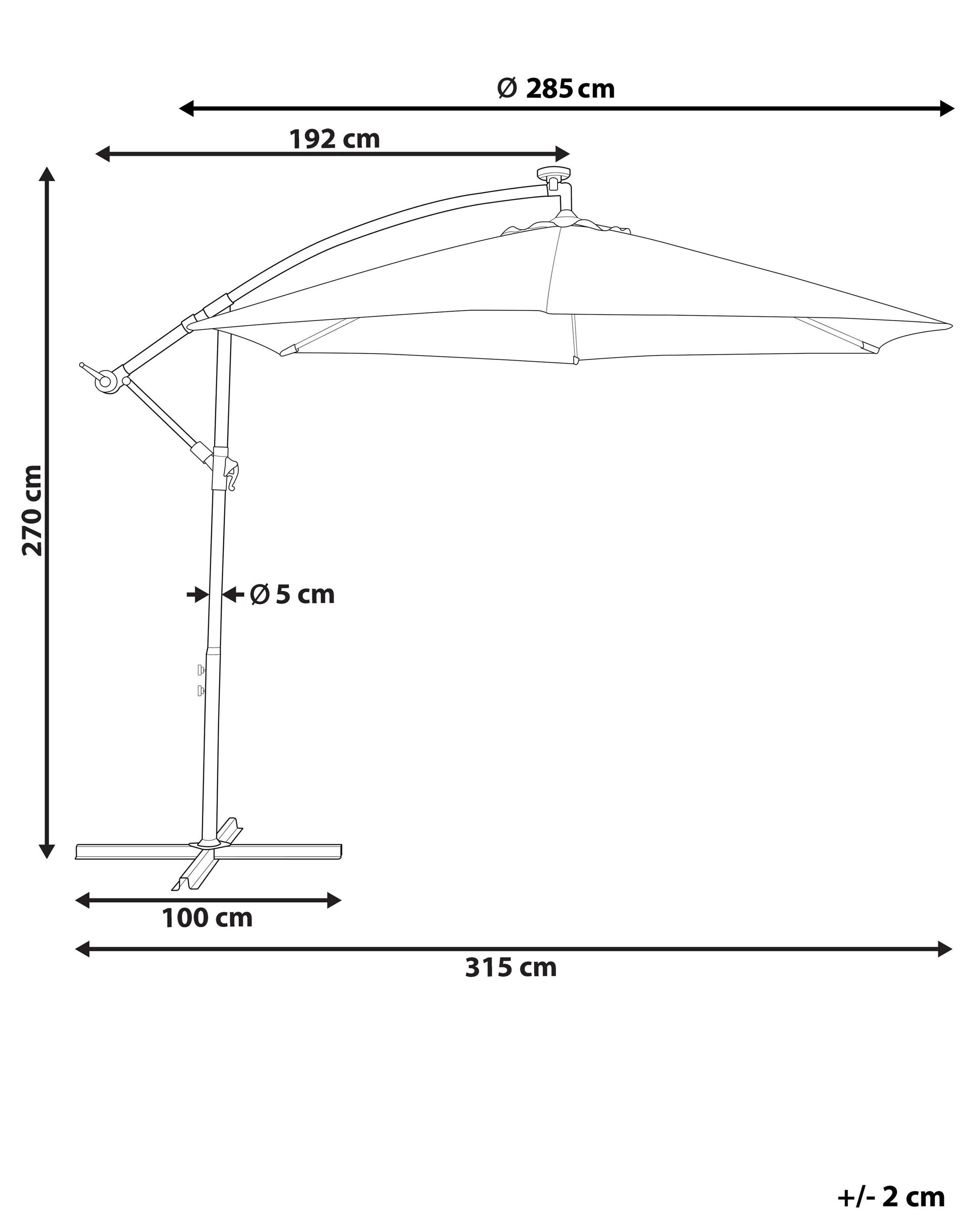 Zweefparasol LED 285 cm CORVAL Beige