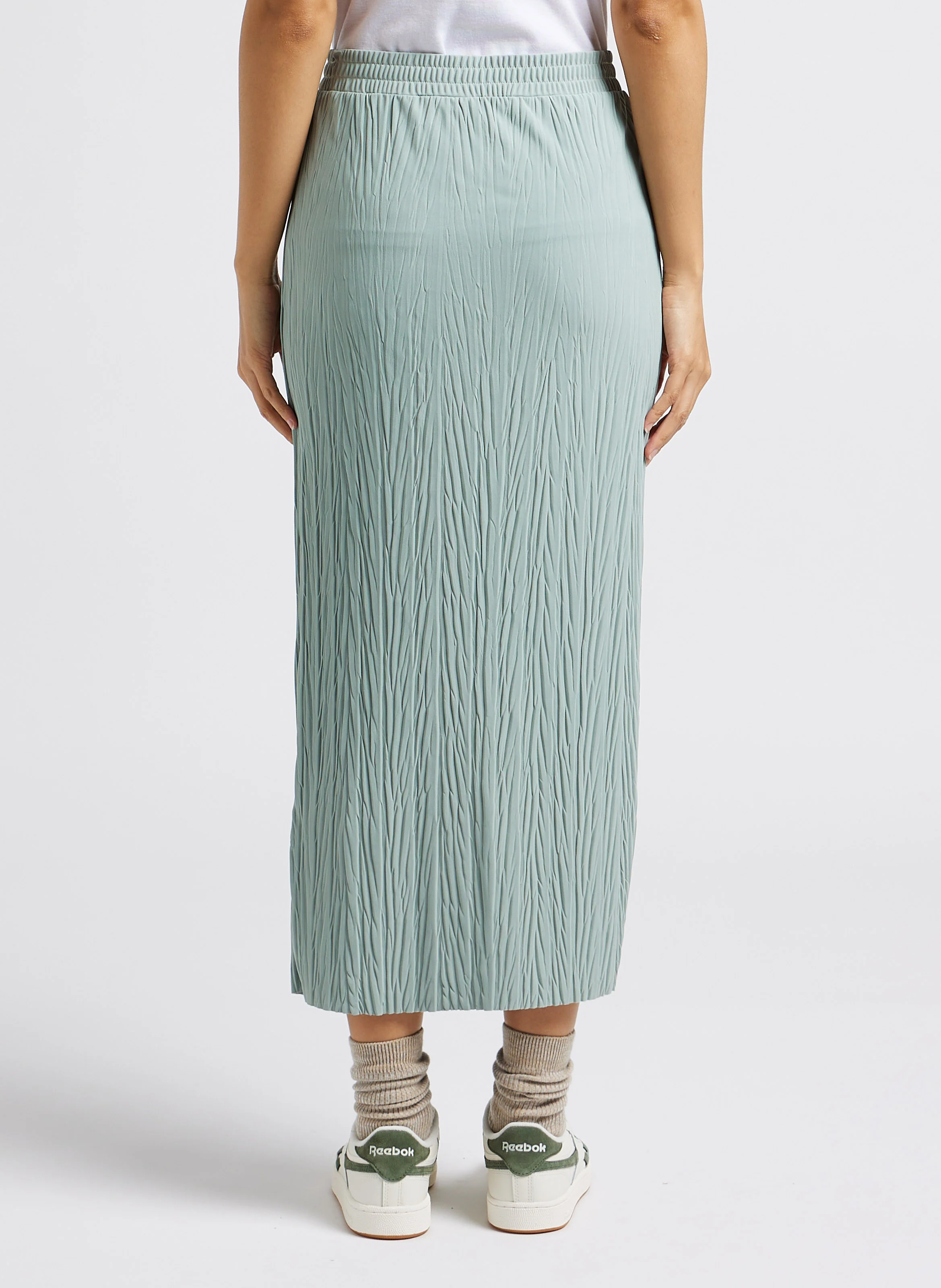 CARNIA - Jupe midi droite texturée | Vert