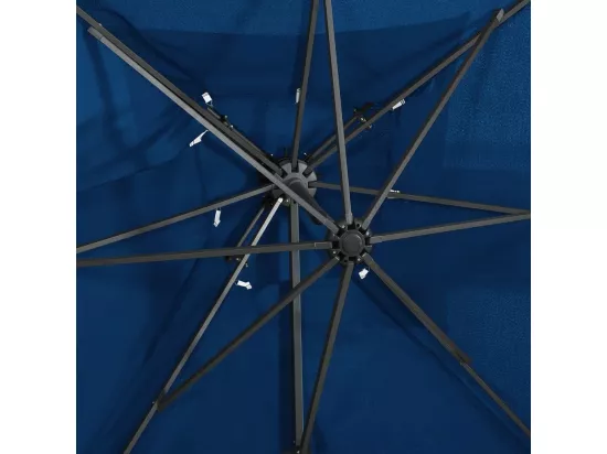 Parasol déporté à double toit Bleu azuré 250x250 cm