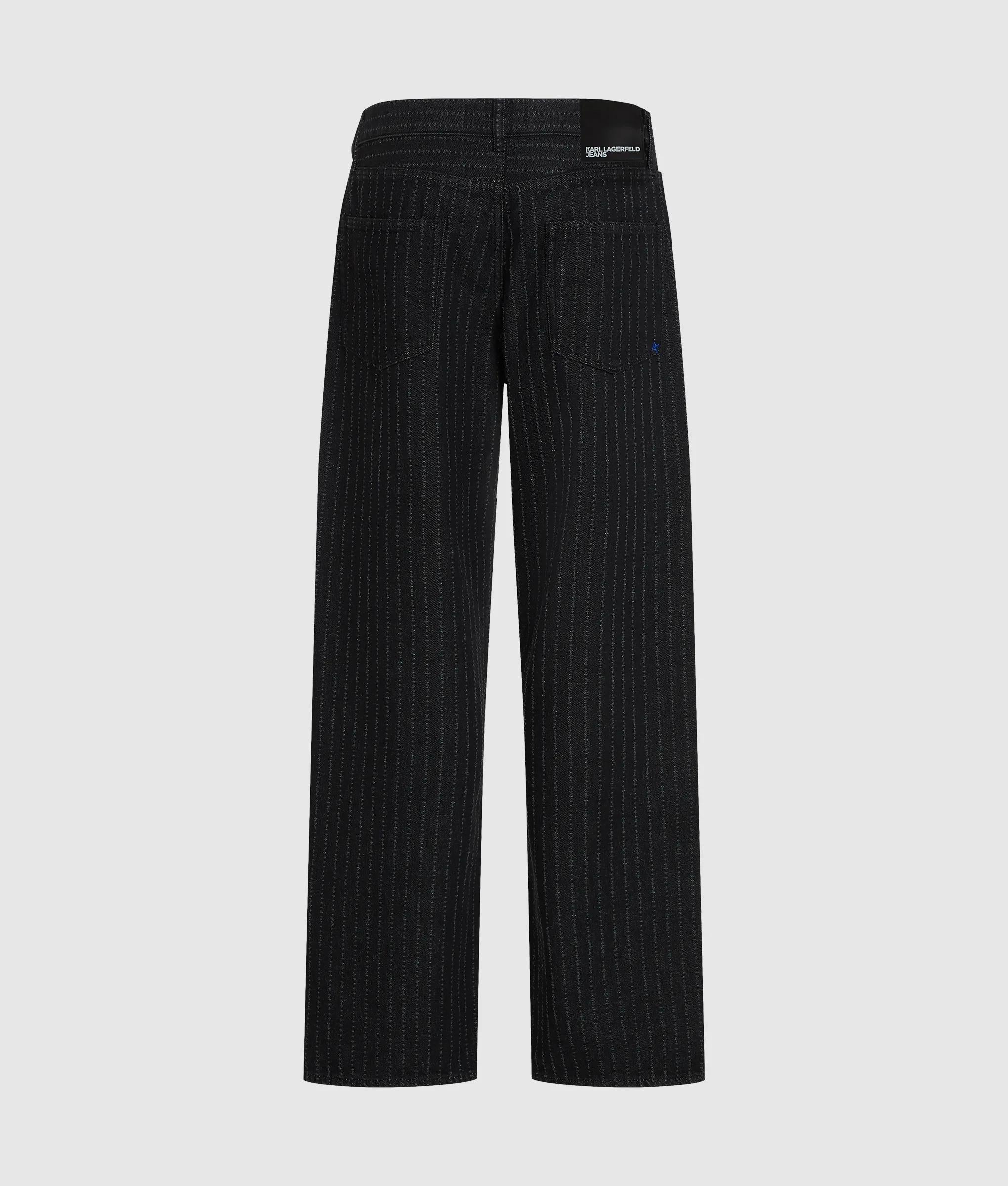 Blauwhongeruitlopende jeans met pinstroken