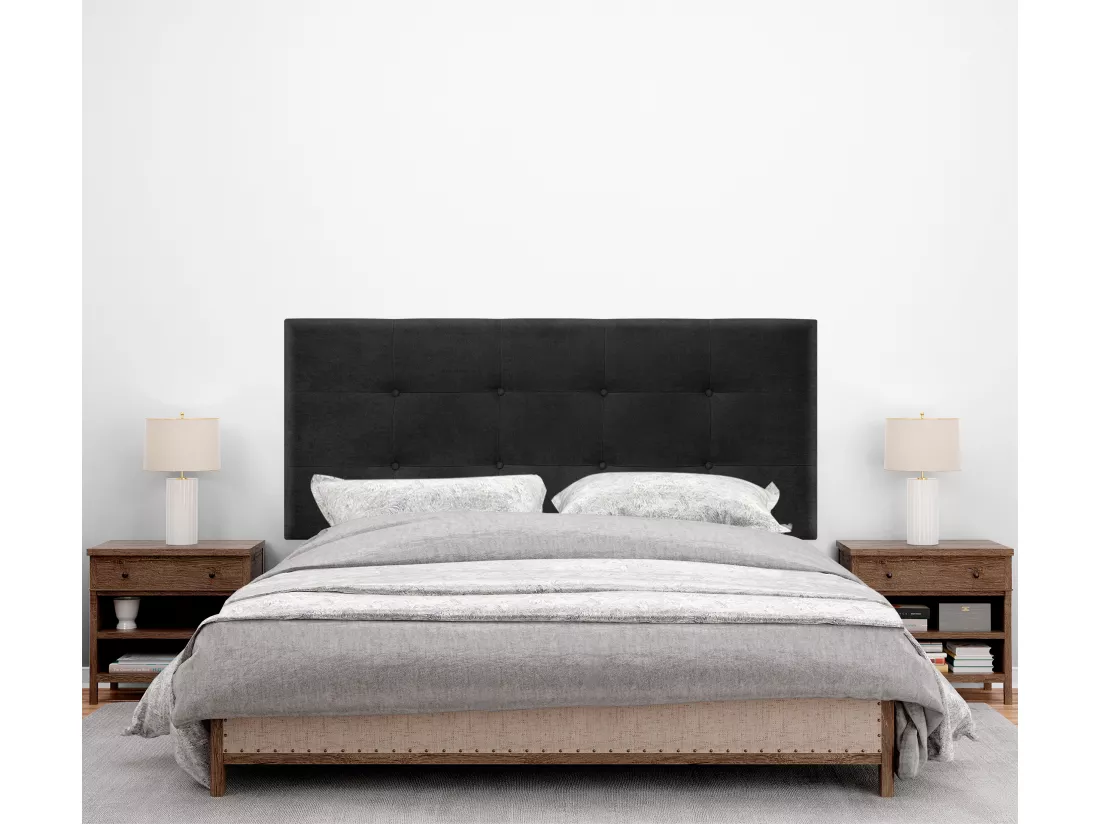 DHOME Tête de lit en tissu Aqualine Capitoné 160x115cm avec pieds Lits 150/160 - Noir