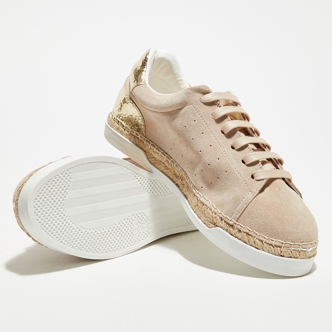 Canal Saint Martin Sneakers en Velours de Cuir Lancry crème