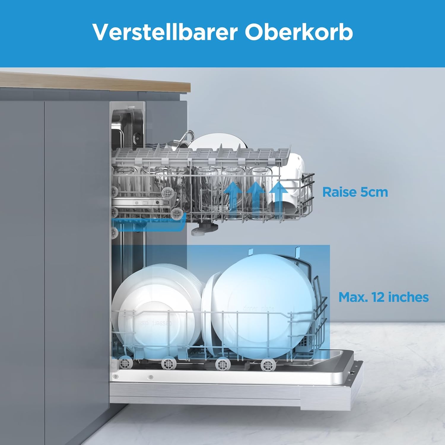 Midea SI 3.60N wi Geschirrspüler 60 cm Teilintegriert, 13 Maßgedecke, Halbintegrierter Spülmaschine mit WiFi, Extra Trocknung, 7 Programme, 49dB, 0~24 Startverzögerung - Inox