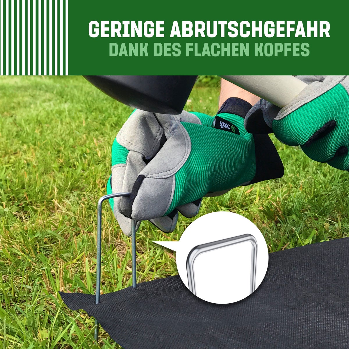GardenGloss roestwerende stalen grondankers (100 stuks) - Stevige haringen / grondankers voor onkruidbestrijding, tuinvlies, schuttingen en kamperen - Metalen haringen 150 mm lang, 25 mm breed, Ø 3 mm