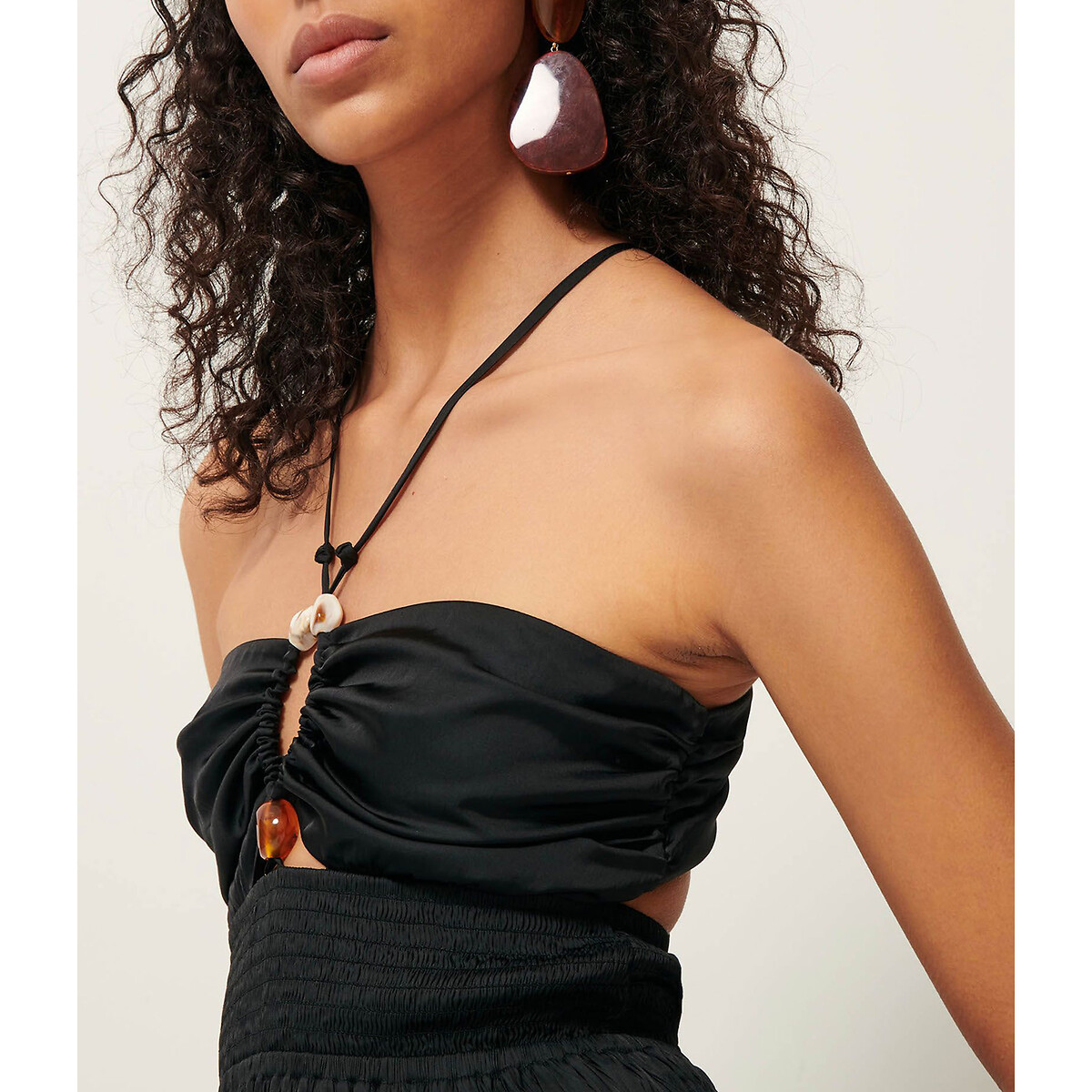 SESSUN<br>Vestido longo com detalhes em pérola, DEVA