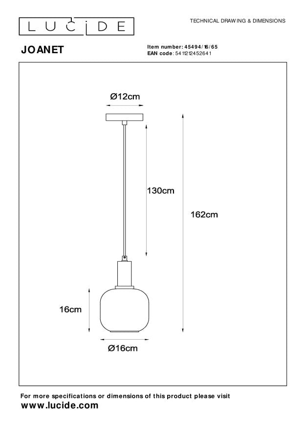 Lucide JOANET Hanglamp - Rond
