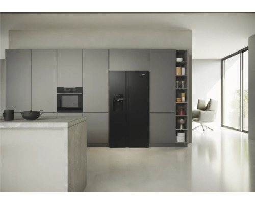 HAIER HSR5918DIPB Side-by-Side koelkast, BxHxD 90,8 x 177,5 x 65,9 cm, koelvak 333 l, vriesvak 178 l, zwart