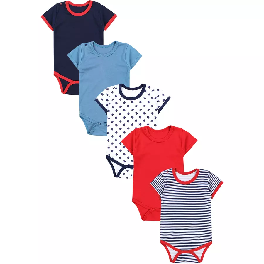 TupTam Jungen Baby Body Kurzarm 5er Pack rot Modell 1