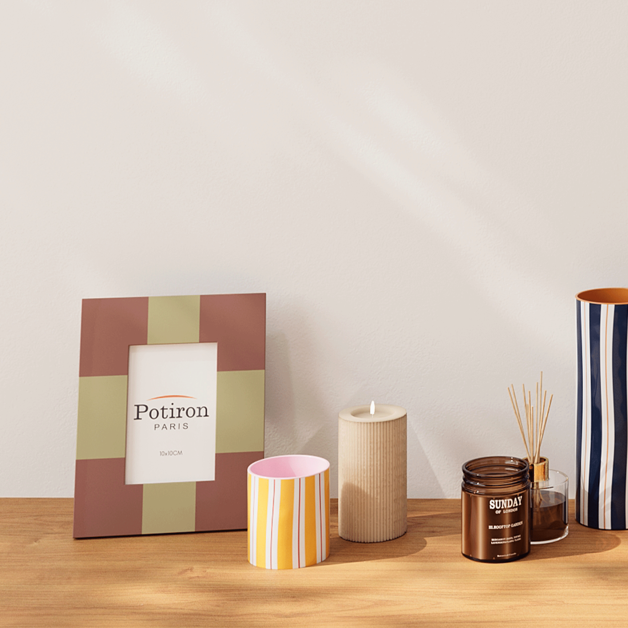 ORLANDO PETIT - Petit vase cylindrique à rayures | Jaune