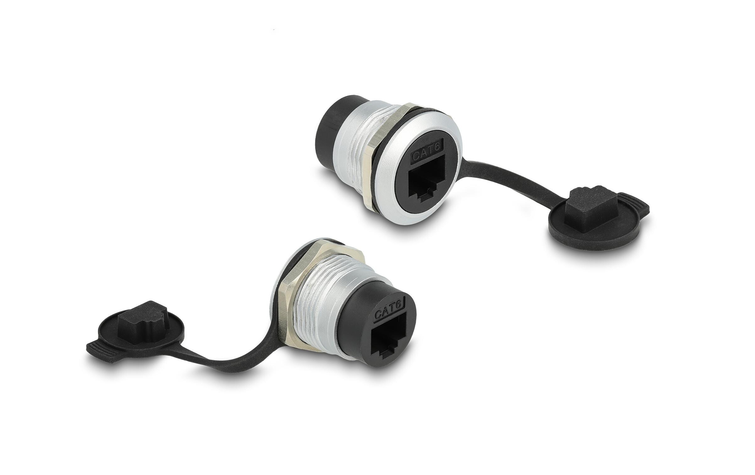RJ45 Cat.6 Einbaubuchse mit Staubschutzkappe, 1 StückDelock RJ45 Cat.6 Einbaubuchse mit Staubschutzkappe