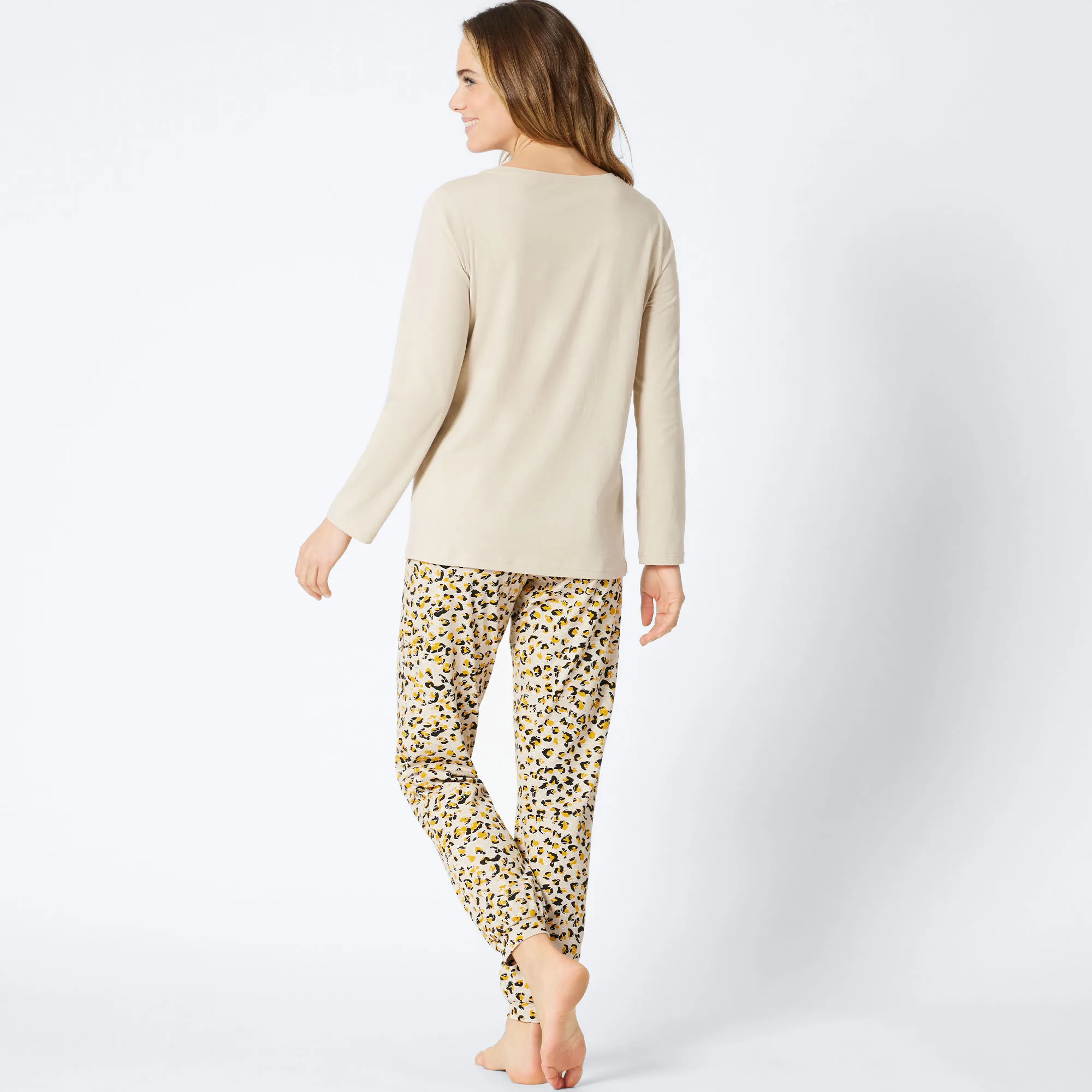 Damen-Schlafhose mit Leo-Muster, Mix&Match