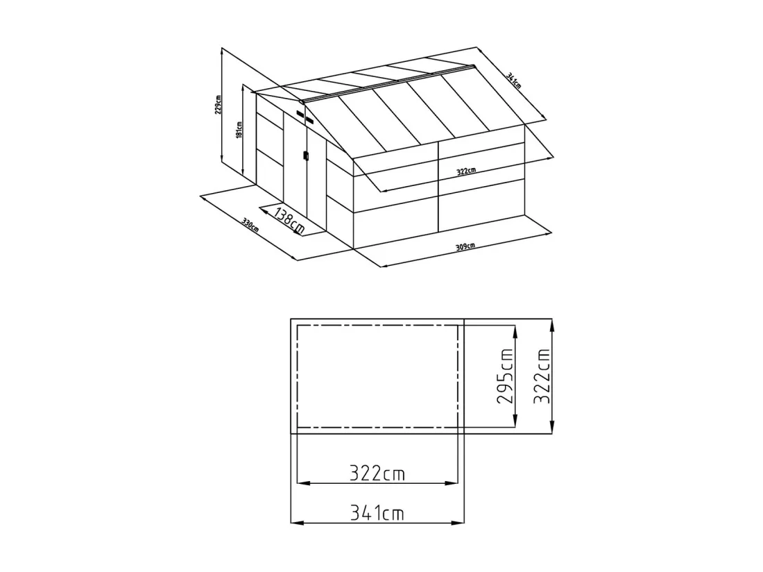 Abri de jardin métal en acier galvanisé effet bois gris 10,98 m² - ADELMO
