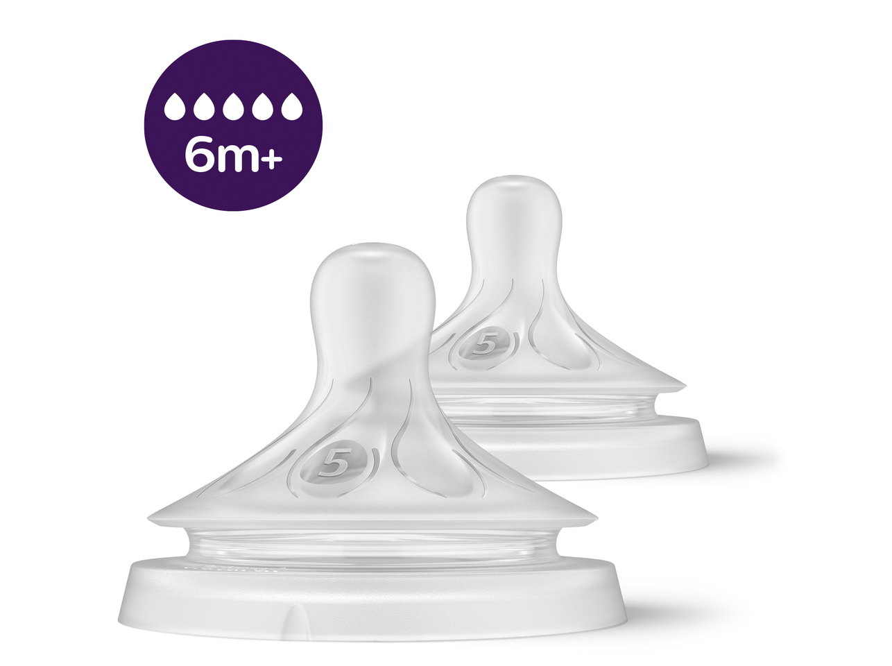 TETINA NATURAL AVENT SILICONE FLUXO5 6M  2UN