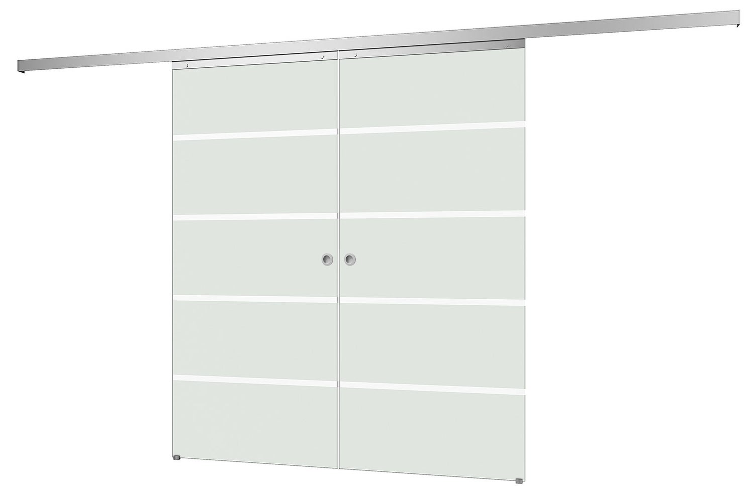 Dubbele glazen schuifdeur met blokstrepen, 1760x2035 mm, binnendeur - verzonken handgreep + 2-zijdige softclose