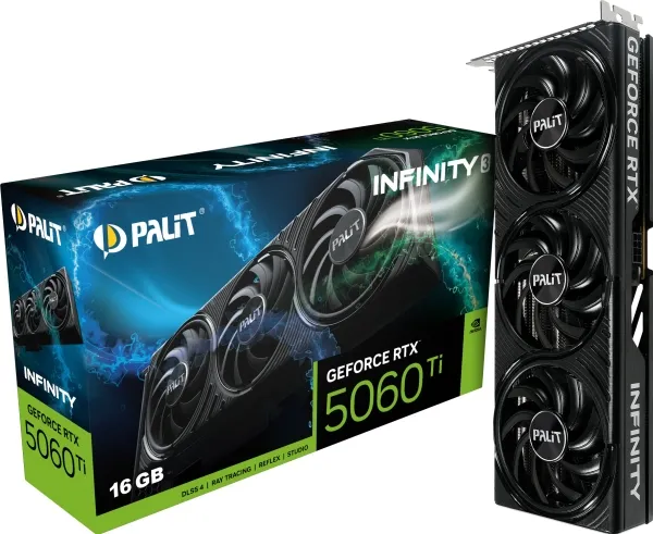 Palit GeForce RTX 5060 Ti Infinity 3 - Grafikkort - GeForce RTX 5060 Ti - 16 GB GDDR7 - PCI Express 5.0 - 3 x DisplayPort, HDMI - boks