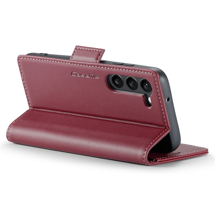 Samsung Galaxy S24 Leder Tasche Flip Wallet Etui mit Kartenfächern Litchi Look (RFID Schutz) - Rot
