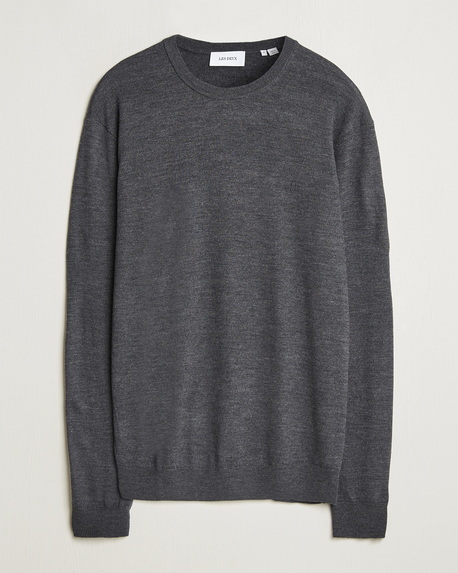 Les Deux Greyson Merino Knit Dark Grey Melange