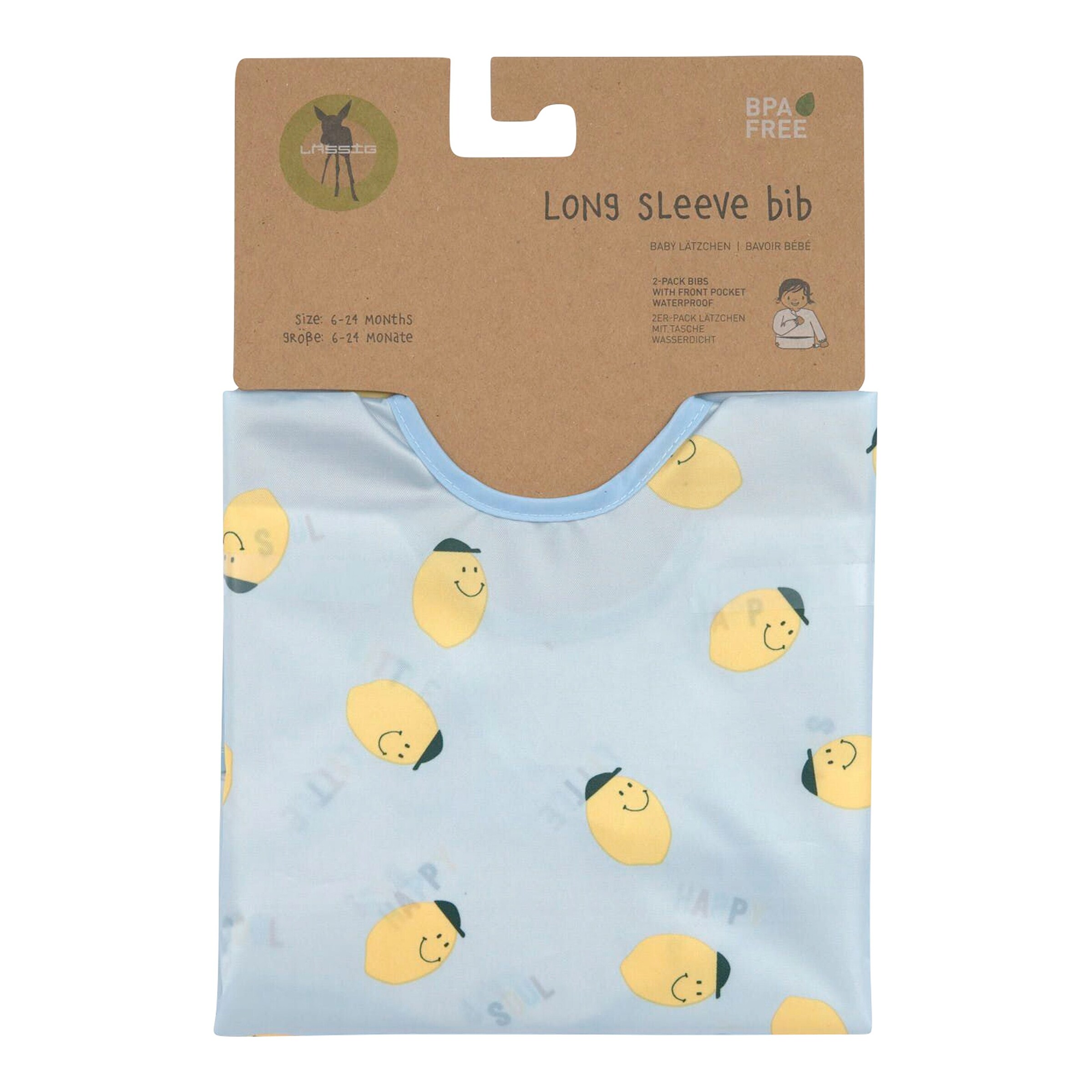 Lässig 2er-Pack Ärmellätzchen mit Auffangschale lemon