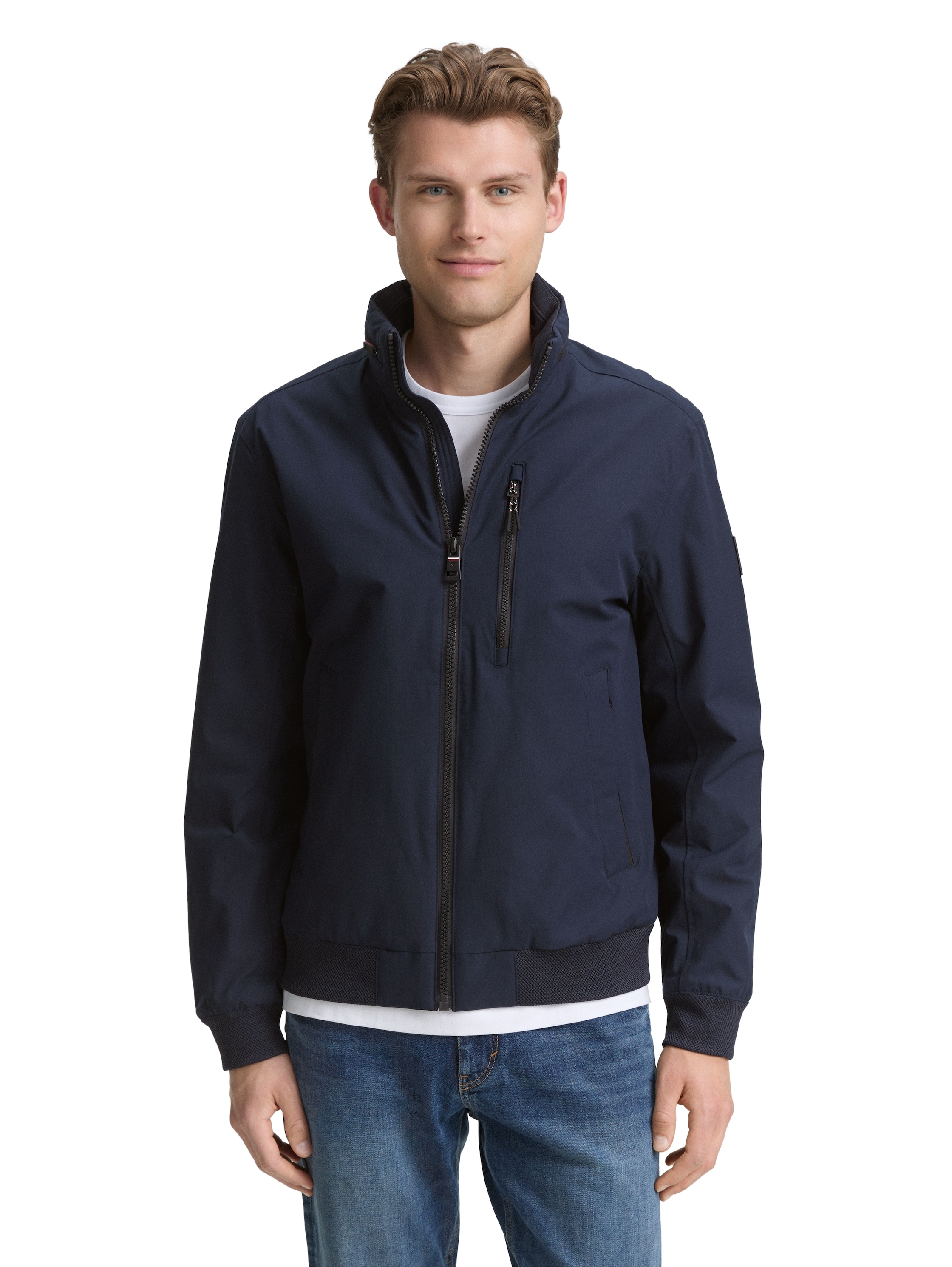 TOM TAILOR Outdoorjacke ohne Kapuze mit Logo Stickerei