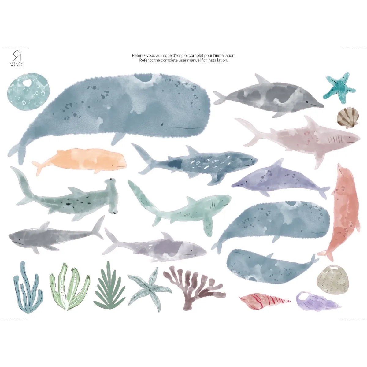Origami Maison Autocollants muraux - Mer