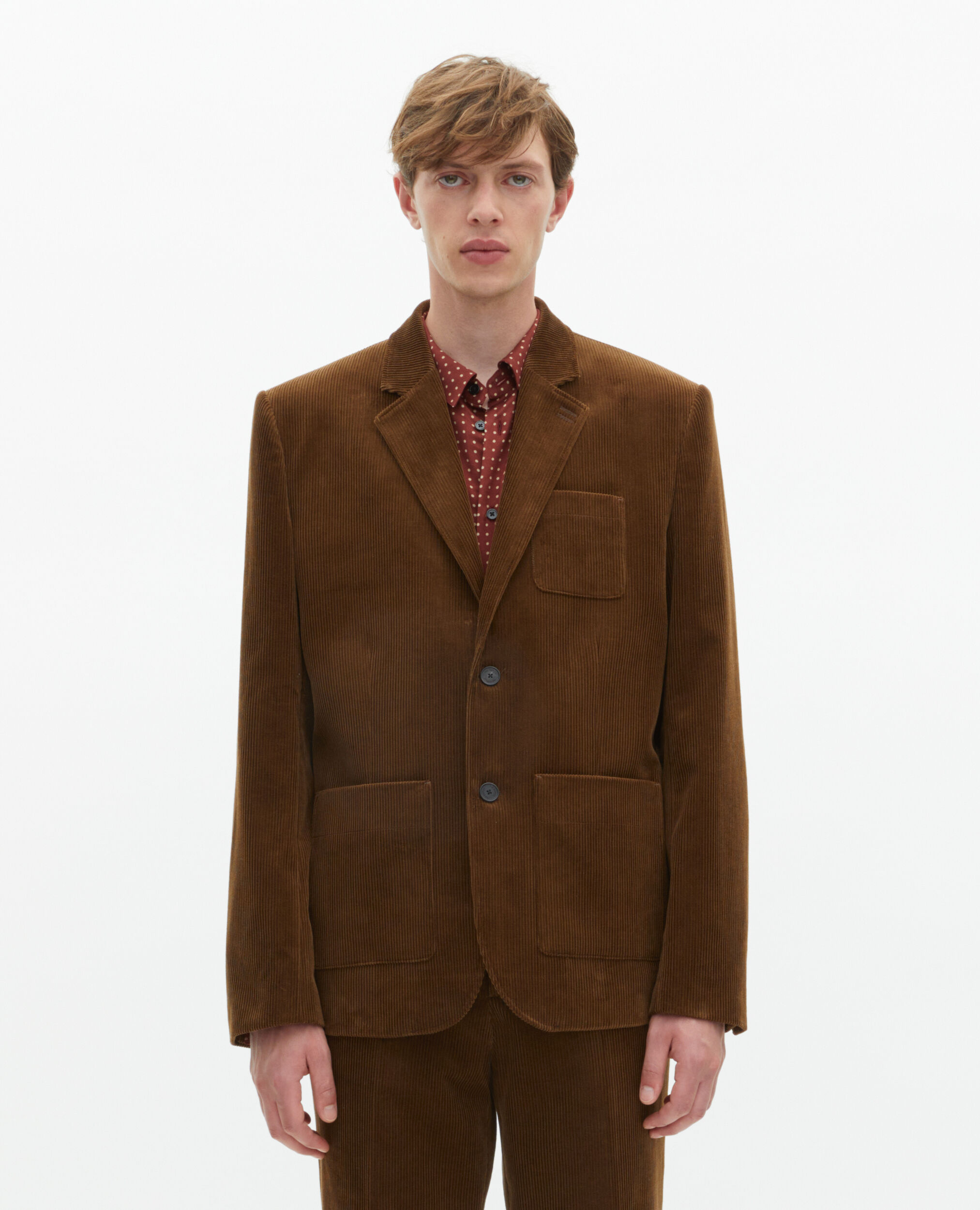 Veste de costume en velours côtelé marron