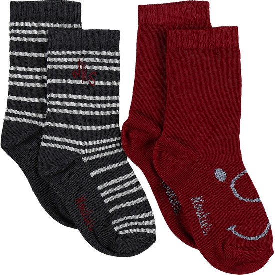 Lot de 2 paires de chaussettes Garçon Collection Smart Boy   Bordeau/gris        18   de               Noukies