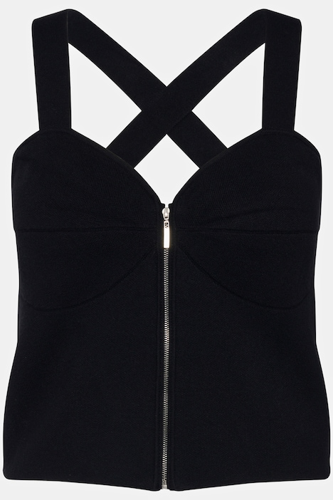 Bra-Top, Slim, Reißverschluss, Feinstrick, ärmellos