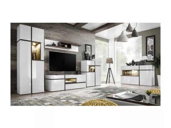 Vitrine collection CRISS + LED. Meuble déco, moderne et design pour votre salon.