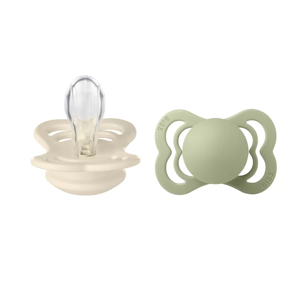 BIBS Supreme Silicone Ivory/Sage 2 pak - Flere størrelser