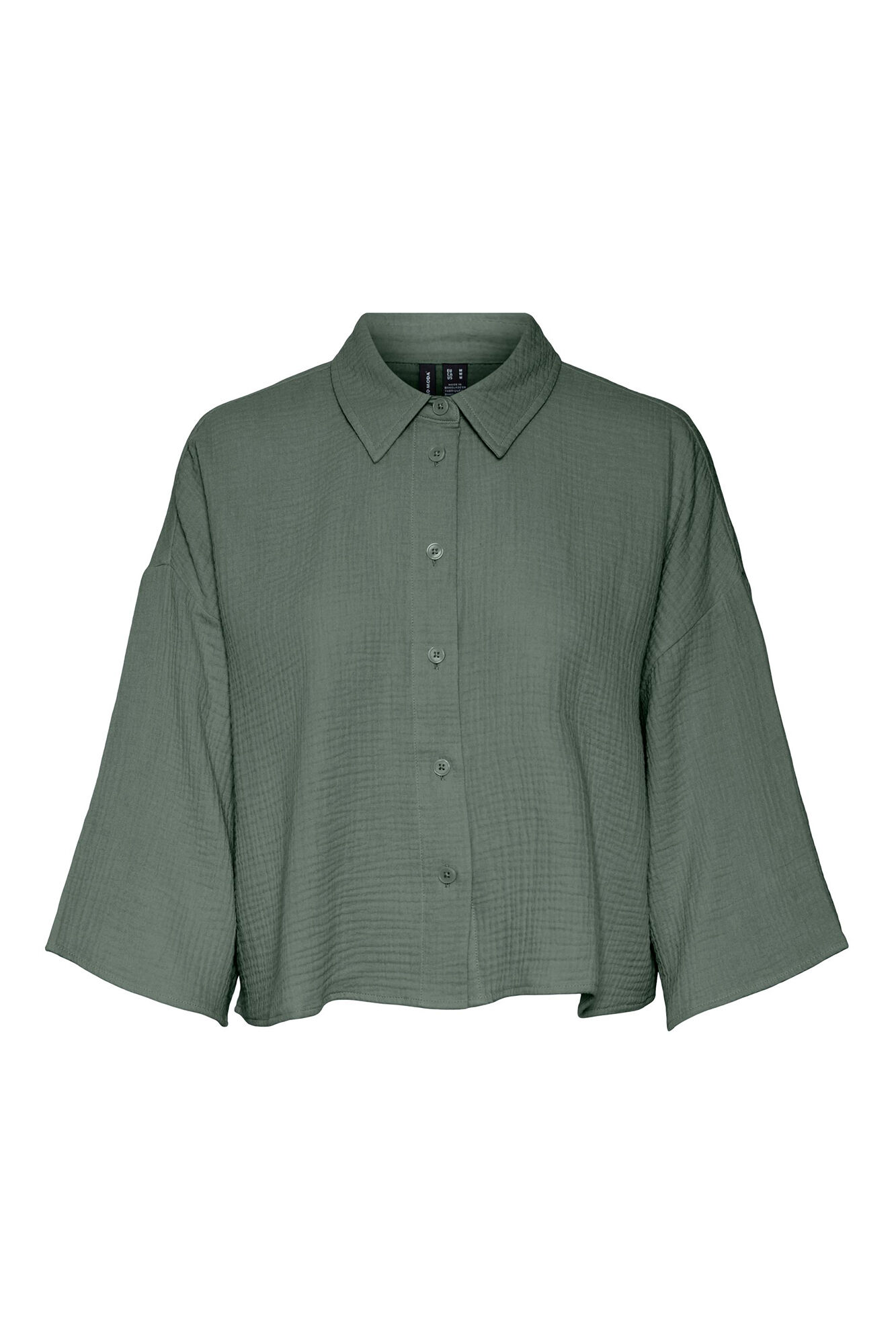 Camisa cropped de algodão - Verde