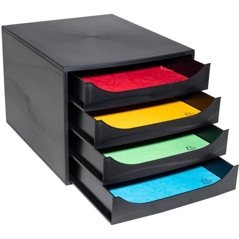 Module de classement Ecobox Ecoblack 4 tiroirs - Noir