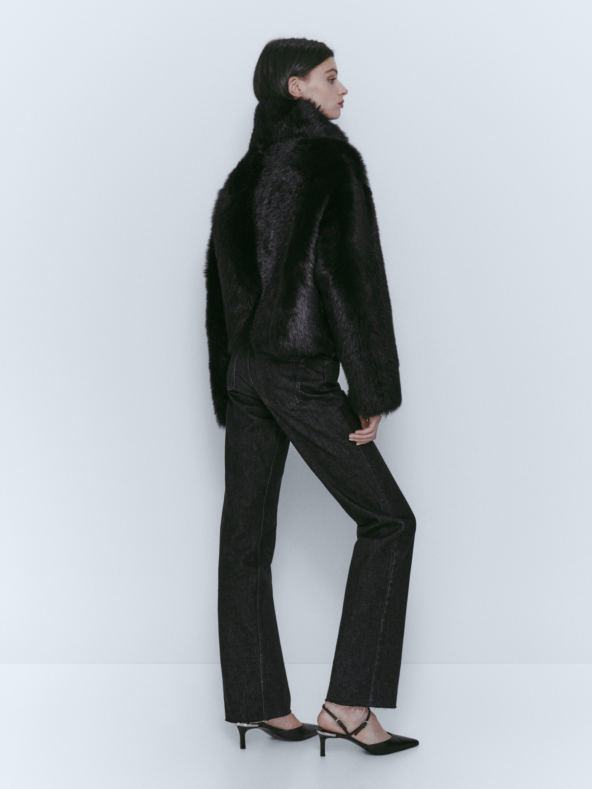 Chaqueta moutón piel negra - NEGRO