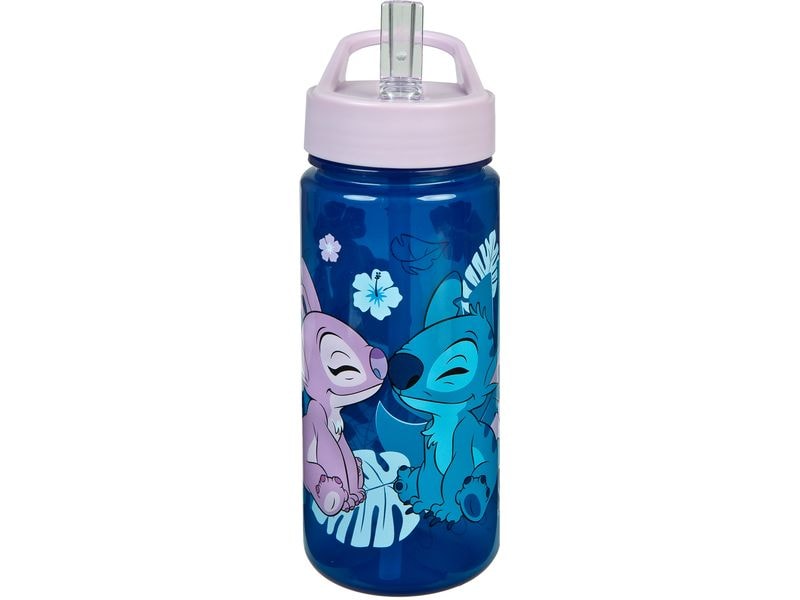 Scooli Trinkflasche Disney Lilo & Stitch 500 ml, Blau/Rosa Trinkgefäss für Kinder