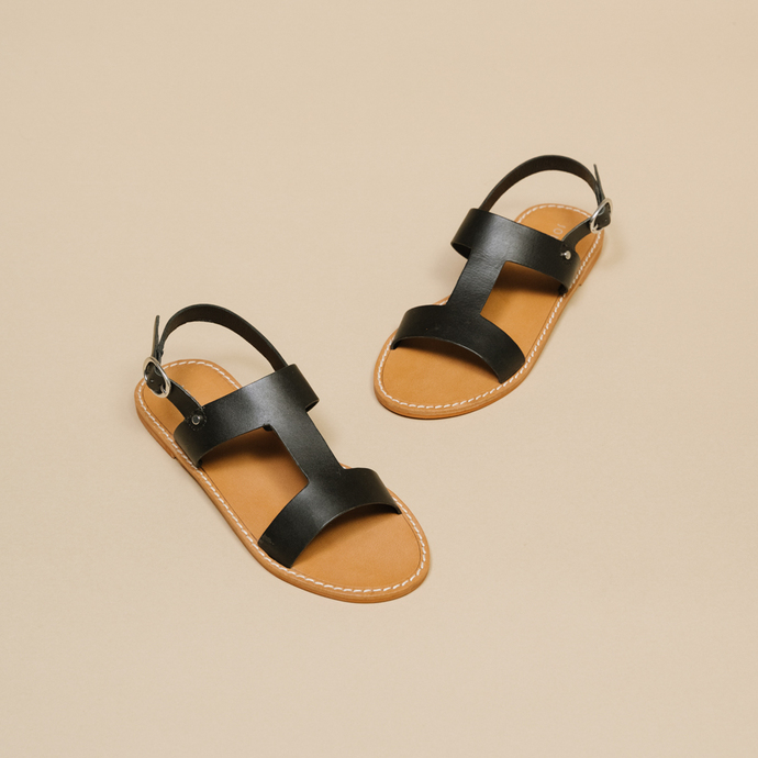 Sandales  en cuir noir
