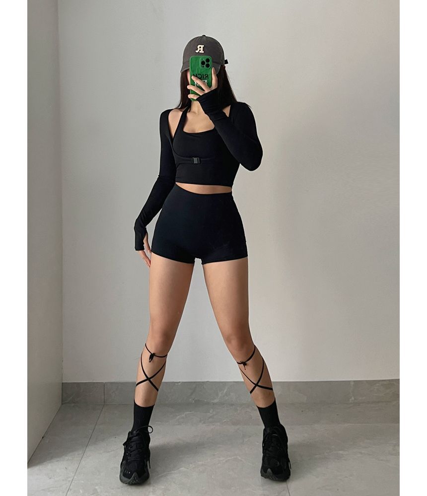 Arigne - Hoge taille effen yogashorts