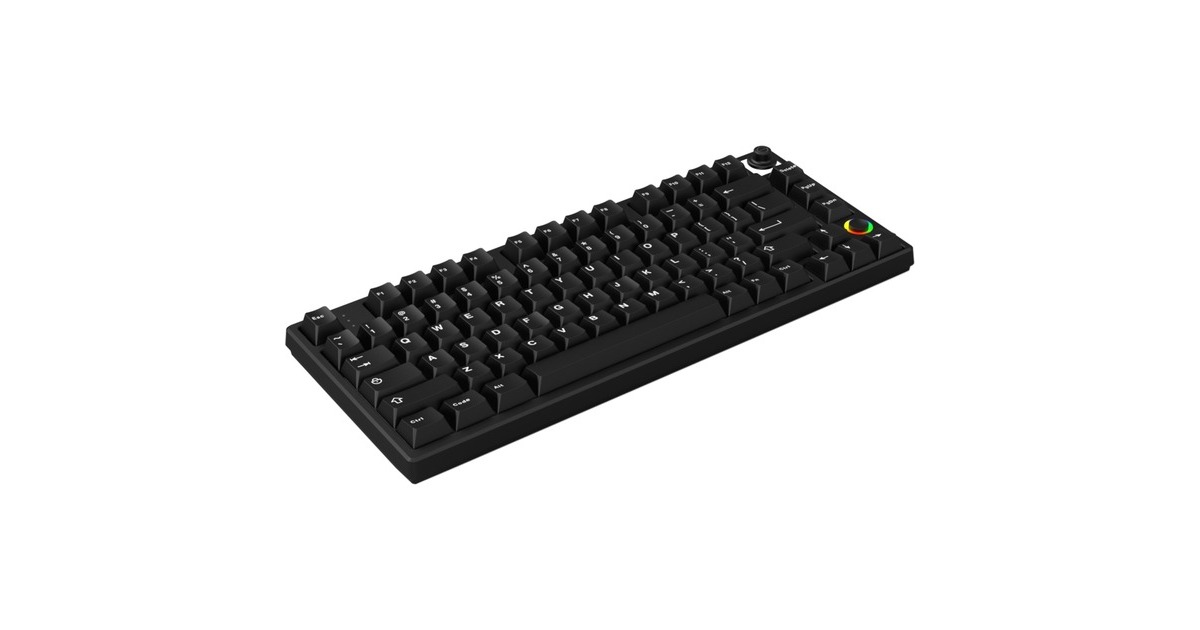 HelloGanssHS75T Black, toetsenbord  (Zwart, US lay-out, Cherry MX Brown, 75%, RGB leds, PBT Doubleshot keycaps, hot swap, 2,4 GHz / Bluetooth / USB-C)