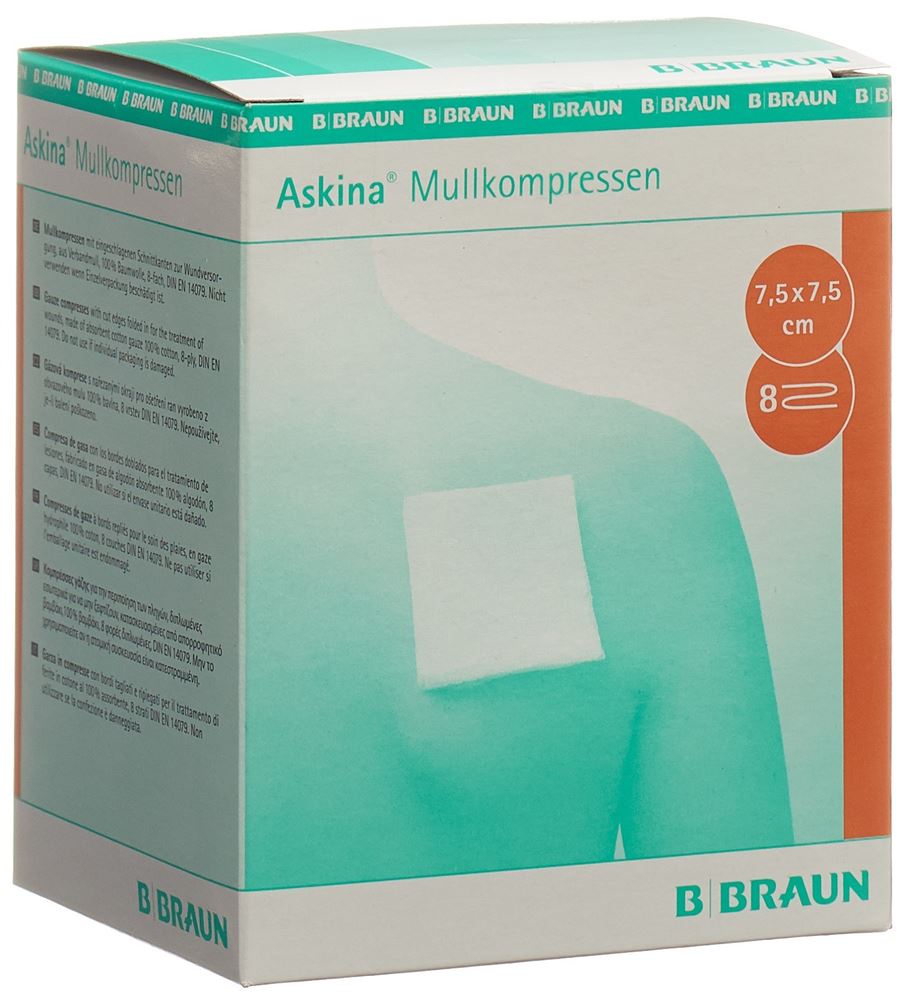 ASKINA Mullkompresse 7.5cmx7.5cm steril Btl 2 Stk