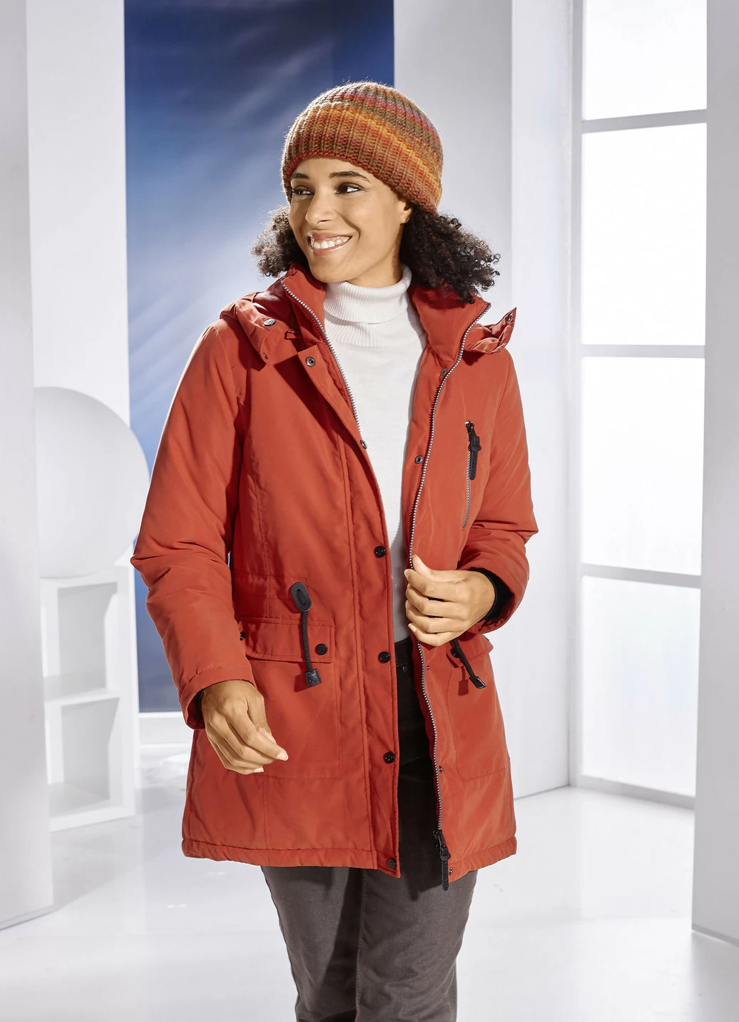 Longjacke mit 2-Wege-Reißverschluss