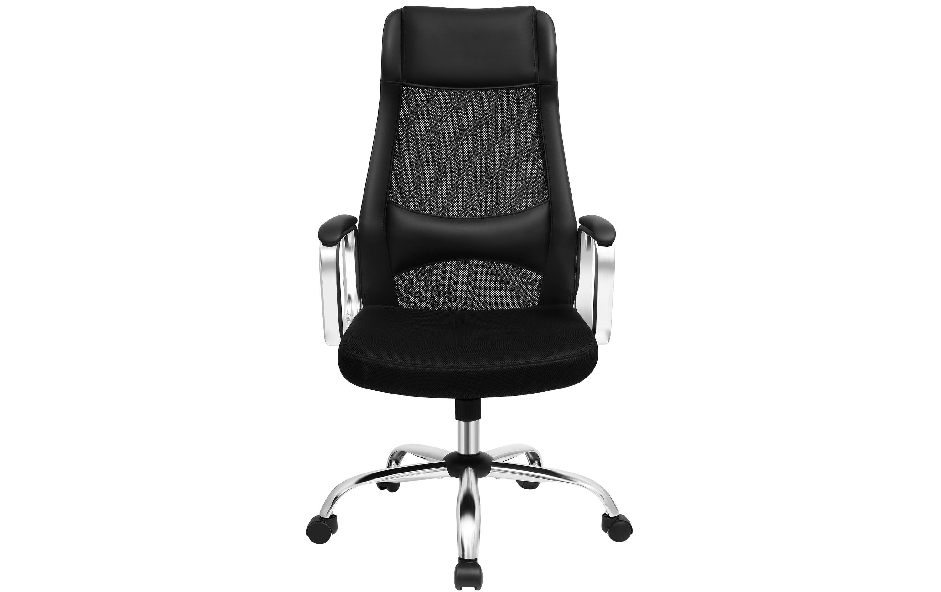 Bürostuhl mit atmungsaktiver Rückenlehne, Schwarz / Silber<br>Ergonomischer Schreibtischstuhl