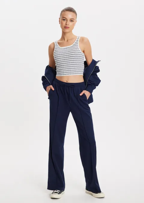 Wijde broek met pintuck blauw (BLW.D)