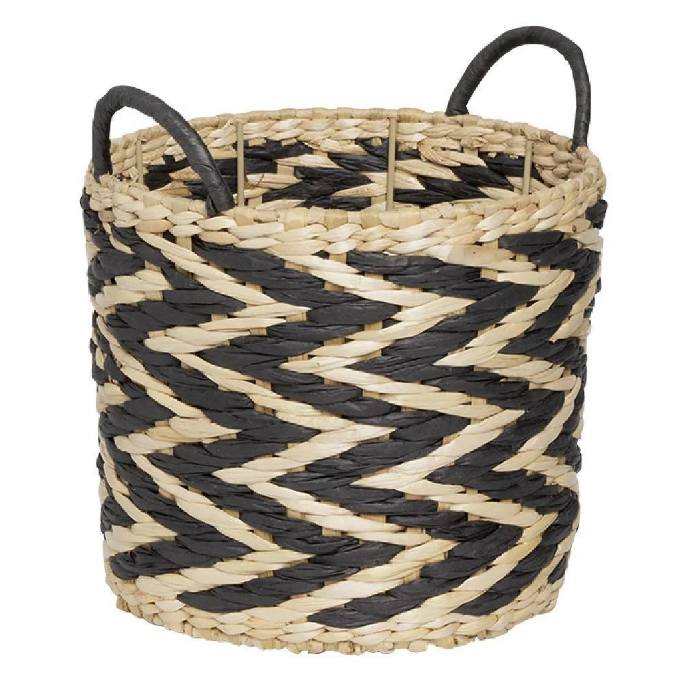 Panière design chevrons noir naturel Ø25xH23 cm - ZEBRA