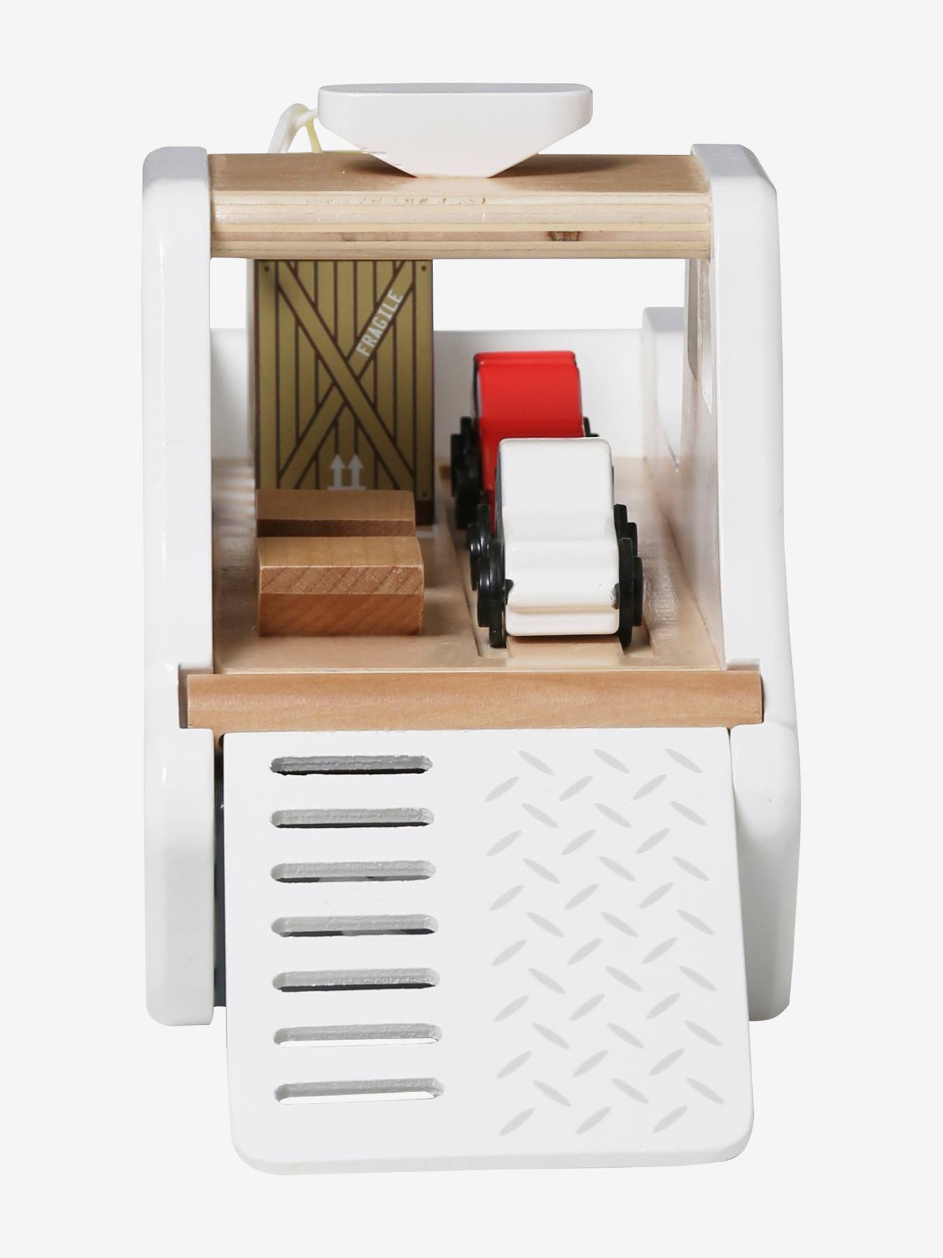 Porta-objetos de madeira FSC® bege médio com motivos.