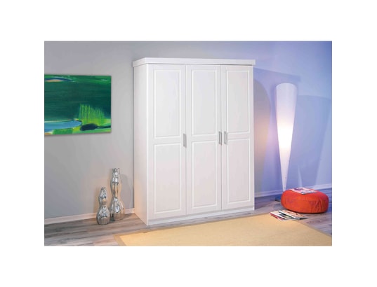 TERRE DE NUIT - Armoire 3 portes en bois massif blanc laqué - ar12023