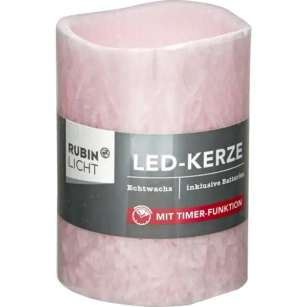 LED Kerze Stearin 10 cm rosa