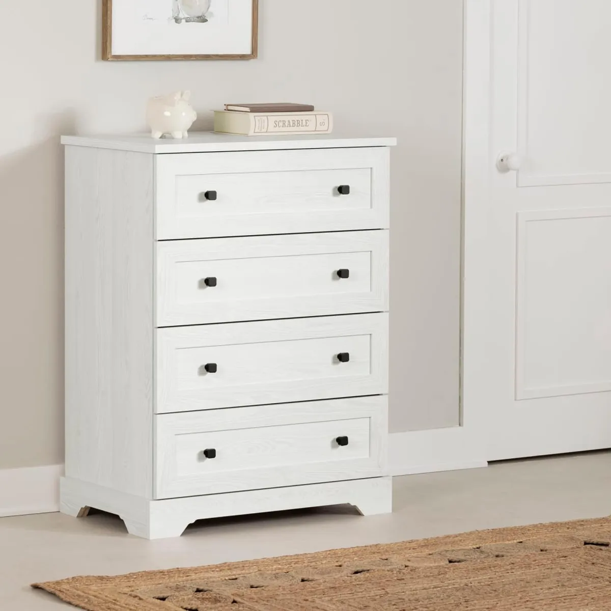 South Shore Commode 4 Tiroirs - Hazen Pin blanc